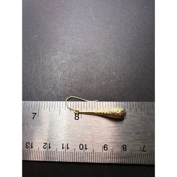 Turkish 10k yellow gold diamond cut teardrop earrings - Picture 5 of 11